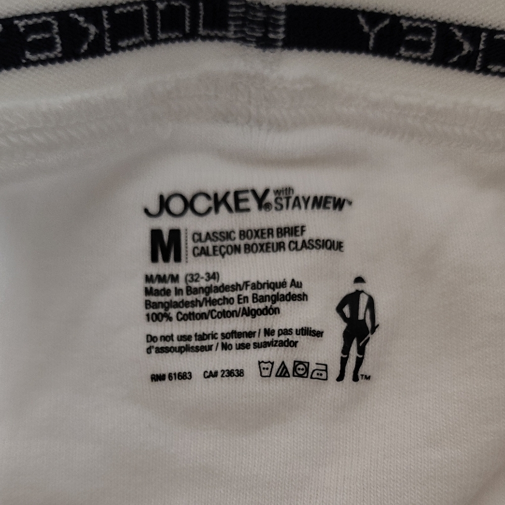 New Jockey Men's Classic White Boxer Briefs 3-Pairs  Sz 32-34 - Picture 4 of 9